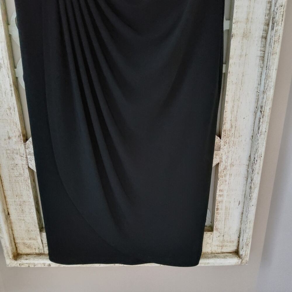 connected apparel Black Midi Sheath Dress with Twist Detail - Picture 5 of 6